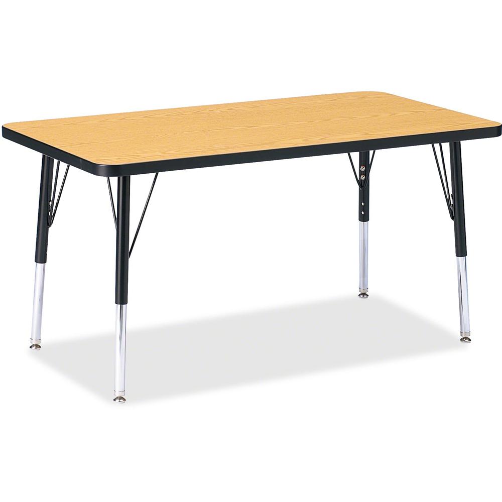 Jonti-Craft Berries Elementary Height Color Top Rectangle Table - Black Oak Rectangle, Laminated Top - Four Leg Base - 4 Legs - Adjustable Height - 15" to 24" Adjustment - 36" Table Top Length x 24" T. Picture 1