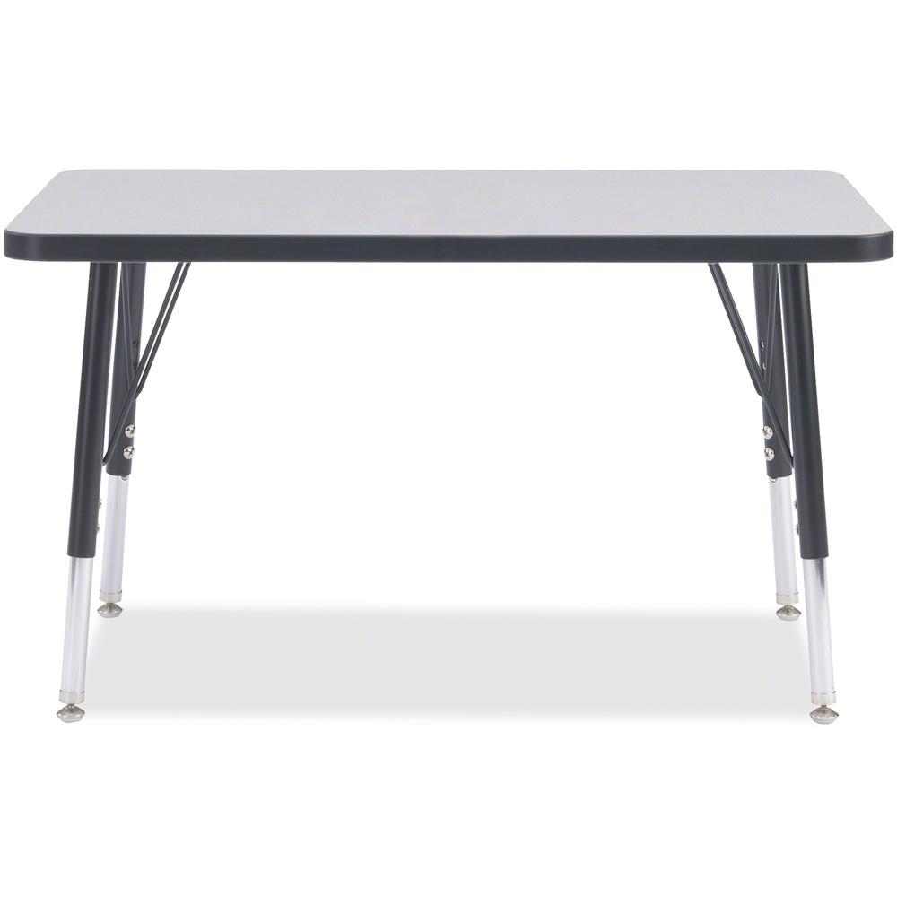 Jonti-Craft Berries Elementary Height Color Edge Rectangle Table - Black Rectangle, Laminated Top - Four Leg Base - 4 Legs - Adjustable Height - 15" to 24" Adjustment - 36" Table Top Length x 24" Tabl. Picture 1