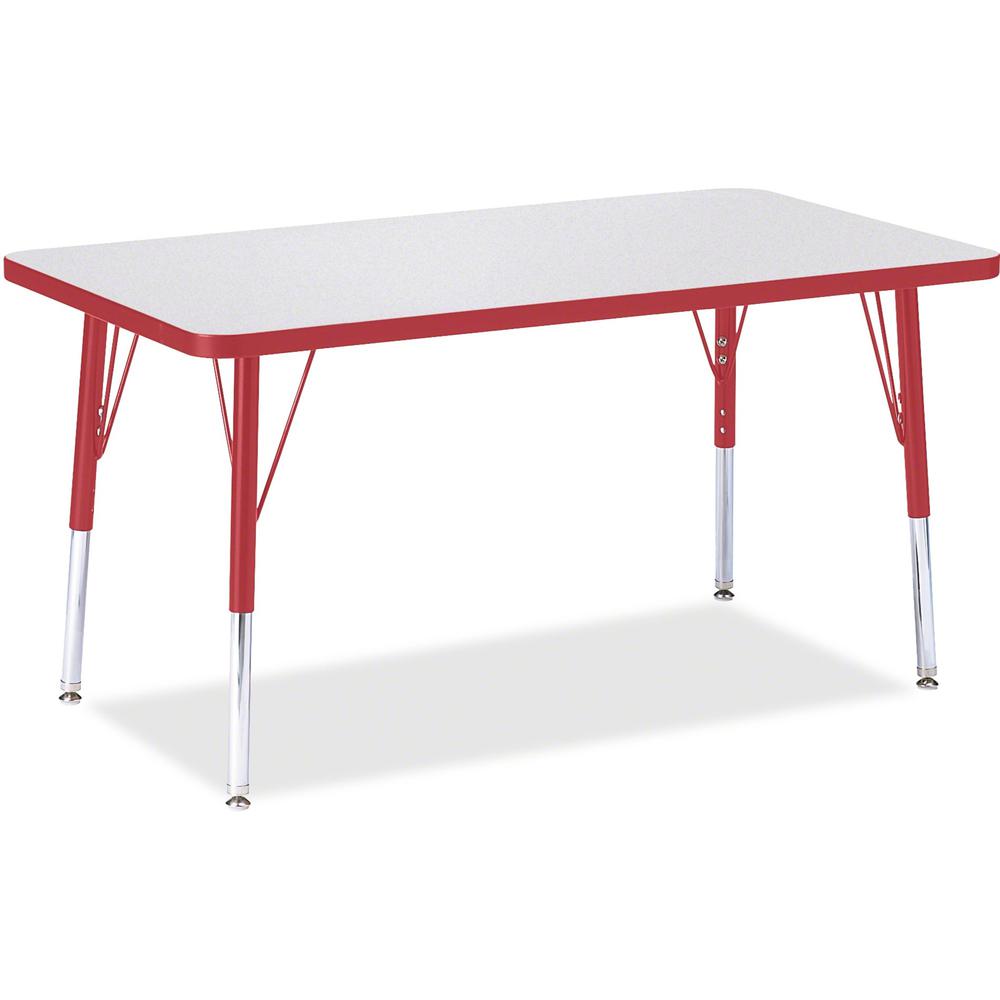 Jonti-Craft Berries Elementary Height Gray Top Rectangular Table - For - Table TopGray Rectangle, Laminated Top - Four Leg Base - 4 Legs - Adjustable Height - 15" to 24" Adjustment - 36" Table Top Len. Picture 1