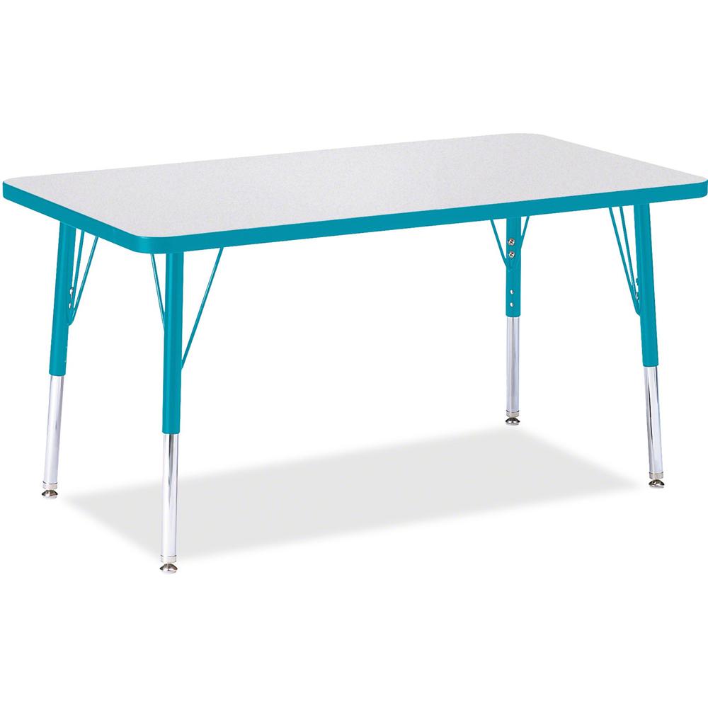 Jonti-Craft Berries Elementary Height Color Edge Rectangle Table - Gray Rectangle Top - Four Leg Base - 4 Legs - Adjustable Height - 15" to 24" Adjustment - 36" Table Top Length x 24" Table Top Width . Picture 1