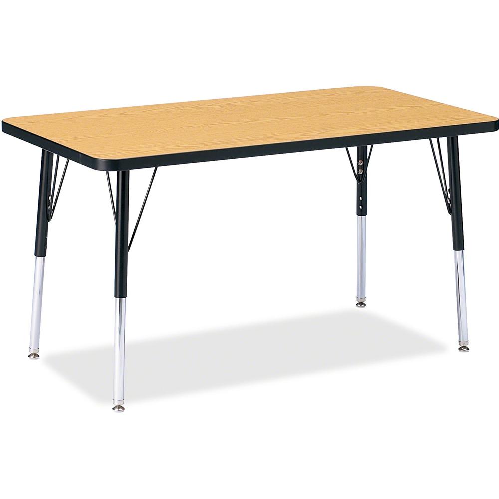 Jonti-Craft Berries Adult Height Color Top Rectangle Table - Black Oak Rectangle, Laminated Top - Four Leg Base - 4 Legs - Adjustable Height - 24" to 31" Adjustment - 36" Table Top Length x 24" Table . Picture 1