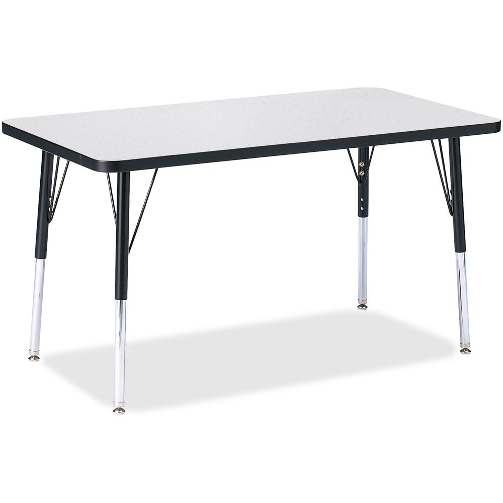 Jonti-Craft Berries Adult Height Color Edge Rectangle Table - Black Rectangle, Laminated Top - Four Leg Base - 4 Legs - Adjustable Height - 24" to 31" Adjustment - 36" Table Top Length x 24" Table Top. Picture 1