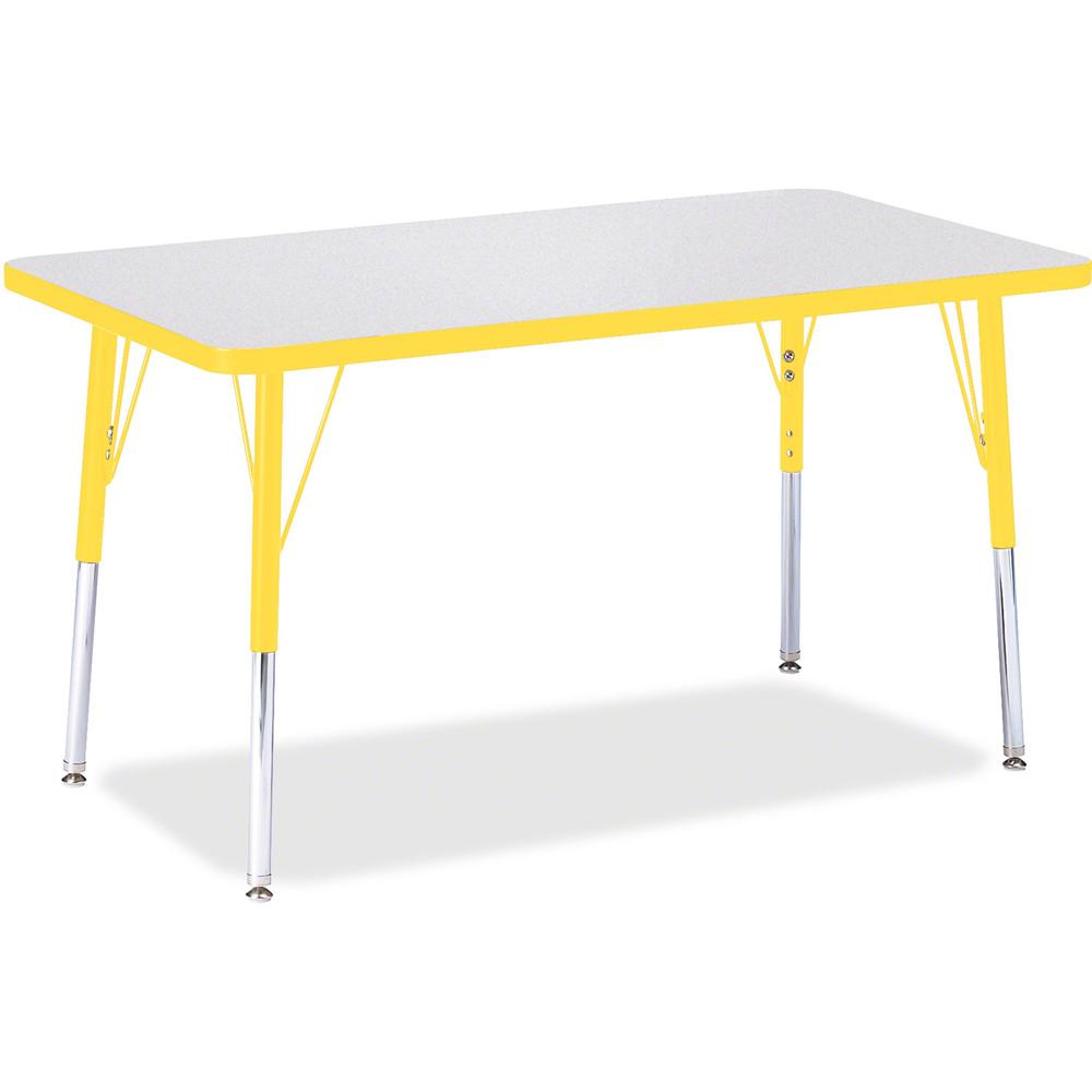Jonti-Craft Berries Adult Height Color Edge Rectangle Table - Laminated Rectangle, Yellow Top - Four Leg Base - 4 Legs - Adjustable Height - 24" to 31" Adjustment - 36" Table Top Length x 24" Table To. Picture 1