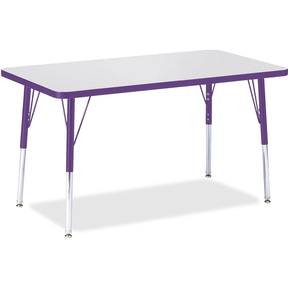 Jonti-Craft Berries Adult Height Color Edge Rectangle Table - Laminated Rectangle, Purple Top - Four Leg Base - 4 Legs - Adjustable Height - 24" to 31" Adjustment - 36" Table Top Length x 24" Table To. Picture 1