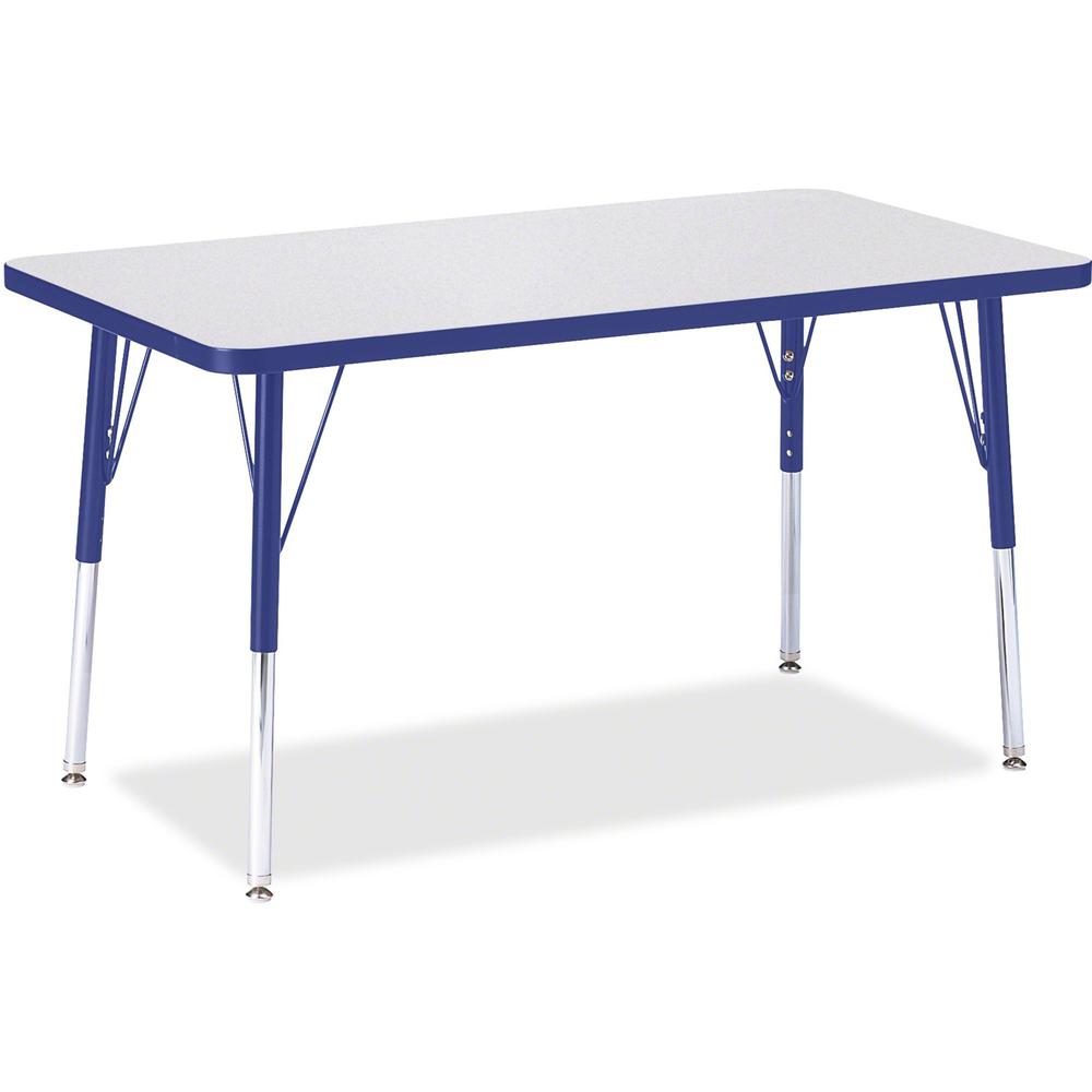 Jonti-Craft Berries Adult Height Color Edge Rectangle Table - Blue Rectangle, Laminated Top - Four Leg Base - 4 Legs - Adjustable Height - 24" to 31" Adjustment - 36" Table Top Length x 24" Table Top . Picture 1