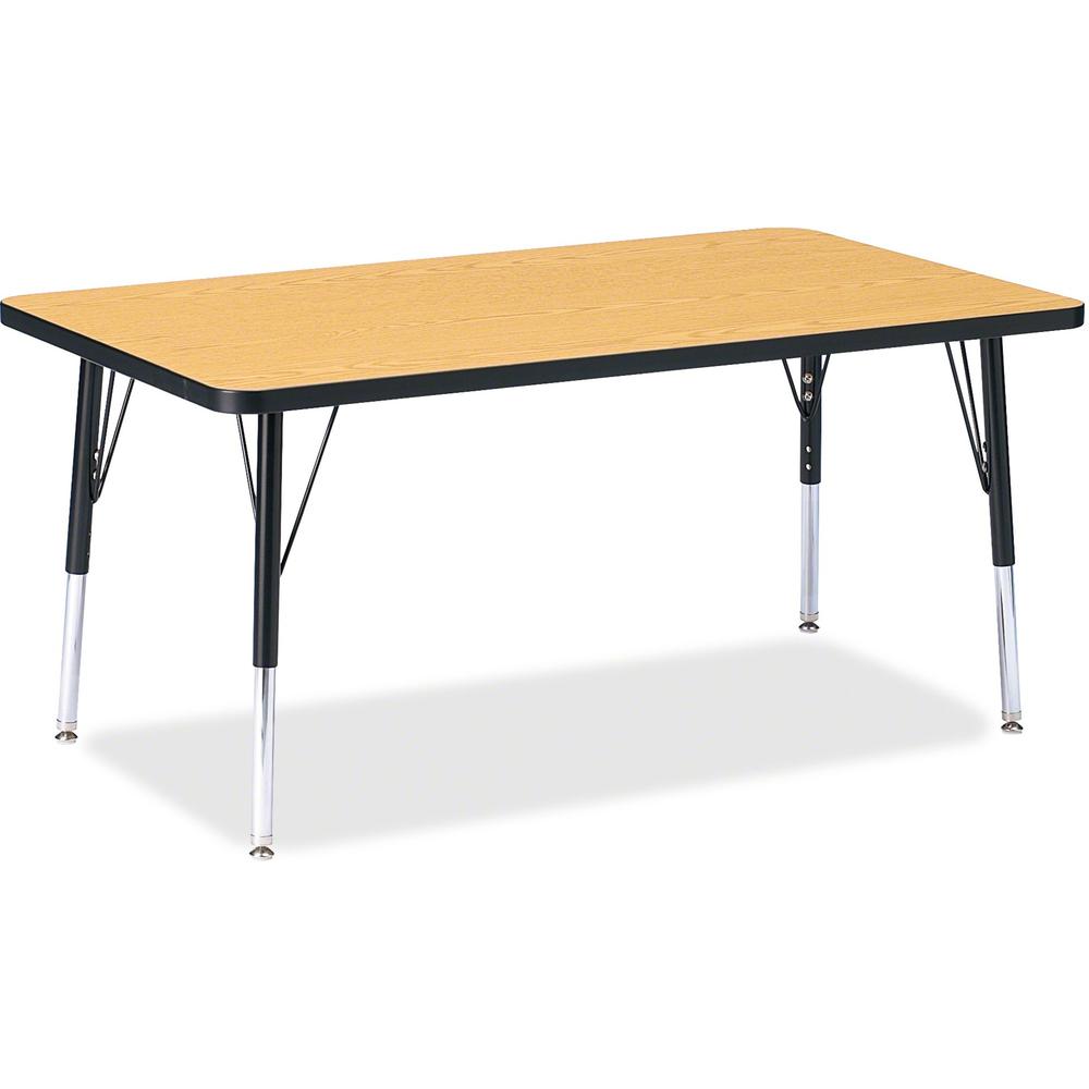 Jonti-Craft Berries Elementary Height Color Top Rectangle Table - Black Oak Rectangle, Laminated Top - Four Leg Base - 4 Legs - Adjustable Height - 15" to 24" Adjustment - 48" Table Top Length x 30" T. Picture 1
