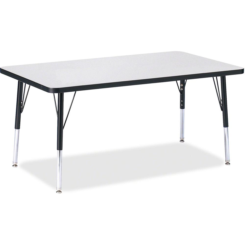 Jonti-Craft Berries Elementary Height Color Edge Rectangle Table - Black Rectangle, Laminated Top - Four Leg Base - 4 Legs - Adjustable Height - 15" to 24" Adjustment - 48" Table Top Length x 30" Tabl. Picture 1
