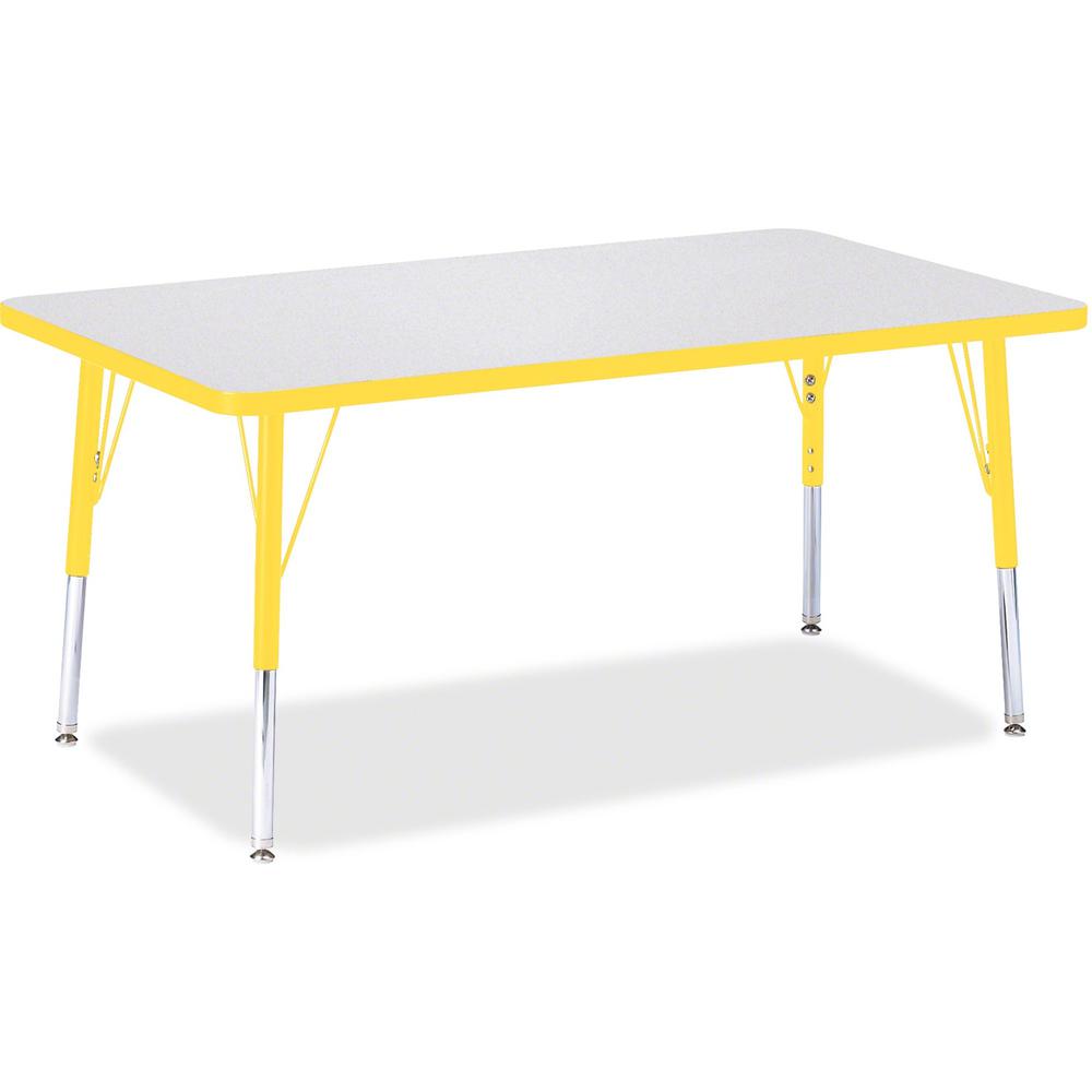 Jonti-Craft Berries Elementary Height Color Edge Rectangle Table - For - Table TopGray Rectangle Top - Four Leg Base - 4 Legs - Adjustable Height - 15" to 24" Adjustment - 48" Table Top Length x 30" T. Picture 1