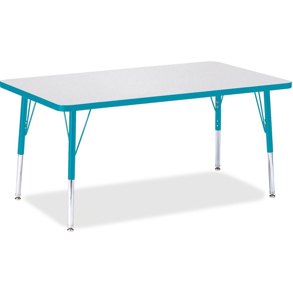 Jonti-Craft Berries Elementary Height Color Edge Rectangle Table - Gray Rectangle, Laminated Top - Four Leg Base - 4 Legs - Adjustable Height - 15" to 24" Adjustment - 48" Table Top Length x 30" Table. Picture 1