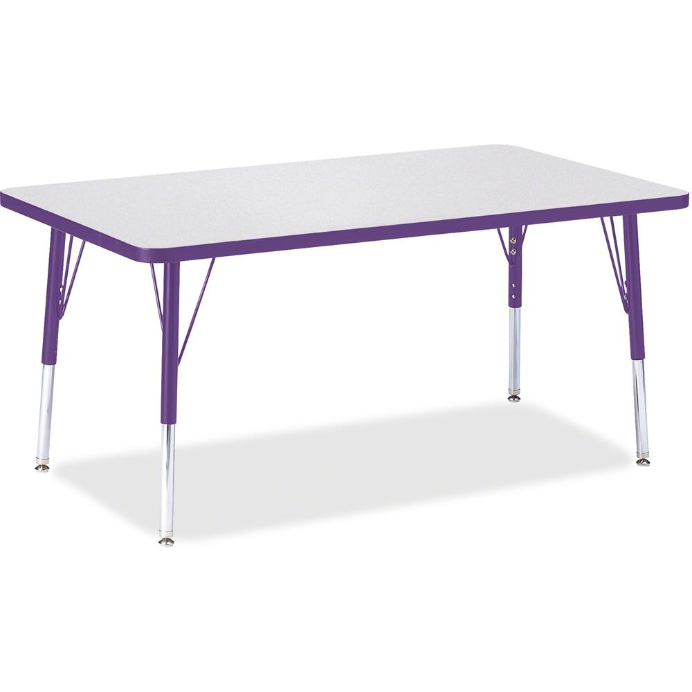 Jonti-Craft Berries Elementary Height Color Edge Rectangle Table - Gray Rectangle Top - Four Leg Base - 4 Legs - Adjustable Height - 15" to 24" Adjustment - 48" Table Top Length x 30" Table Top Width . Picture 1