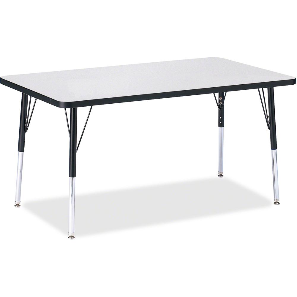 Jonti-Craft Berries Adult Height Color Edge Rectangle Table - Black Rectangle, Laminated Top - Four Leg Base - 4 Legs - Adjustable Height - 24" to 31" Adjustment - 48" Table Top Length x 30" Table Top. Picture 1