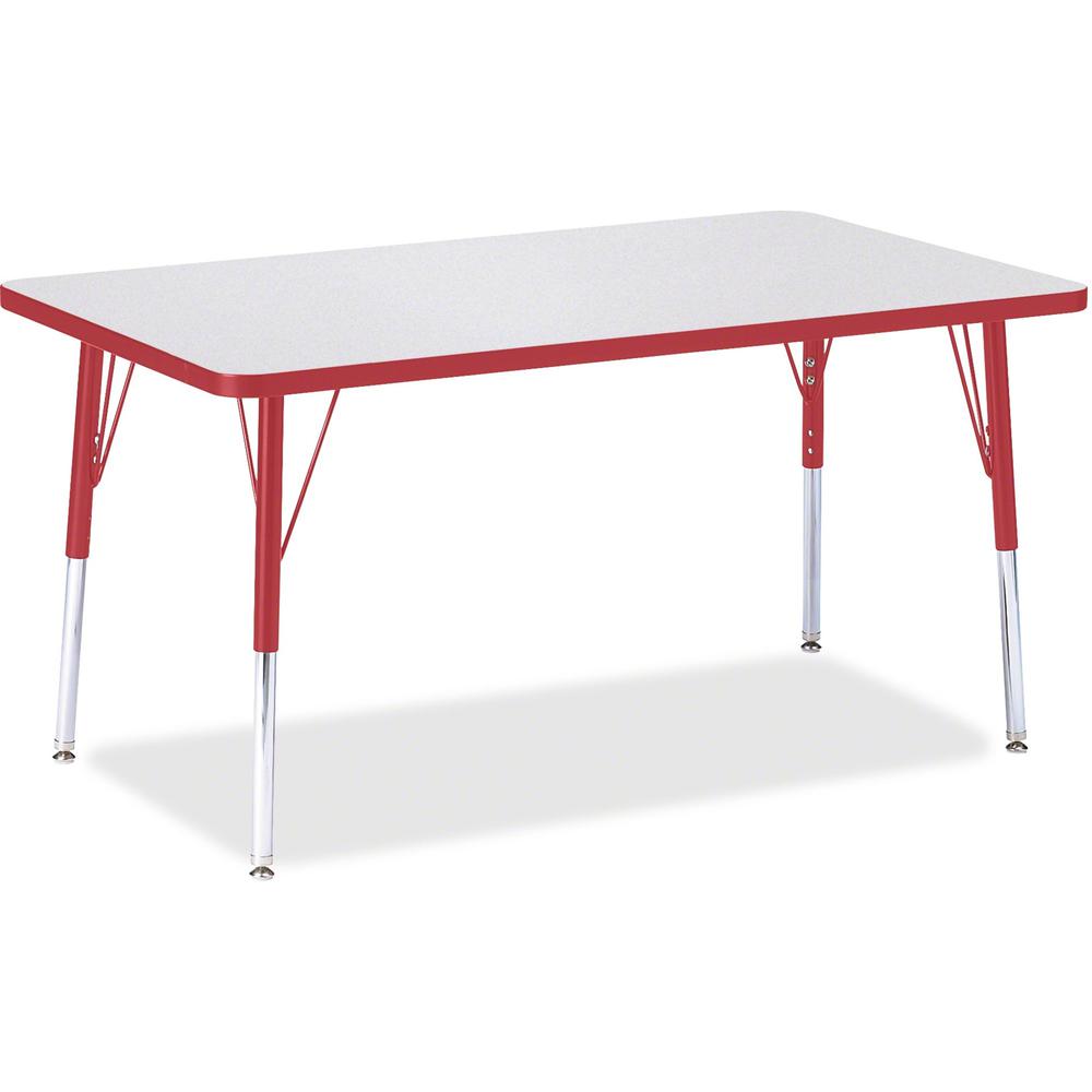 Jonti-Craft Berries Adult Height Color Edge Rectangle Table - Gray Rectangle, Laminated Top - Four Leg Base - 4 Legs - Adjustable Height - 24" to 31" Adjustment - 48" Table Top Length x 30" Table Top . Picture 1