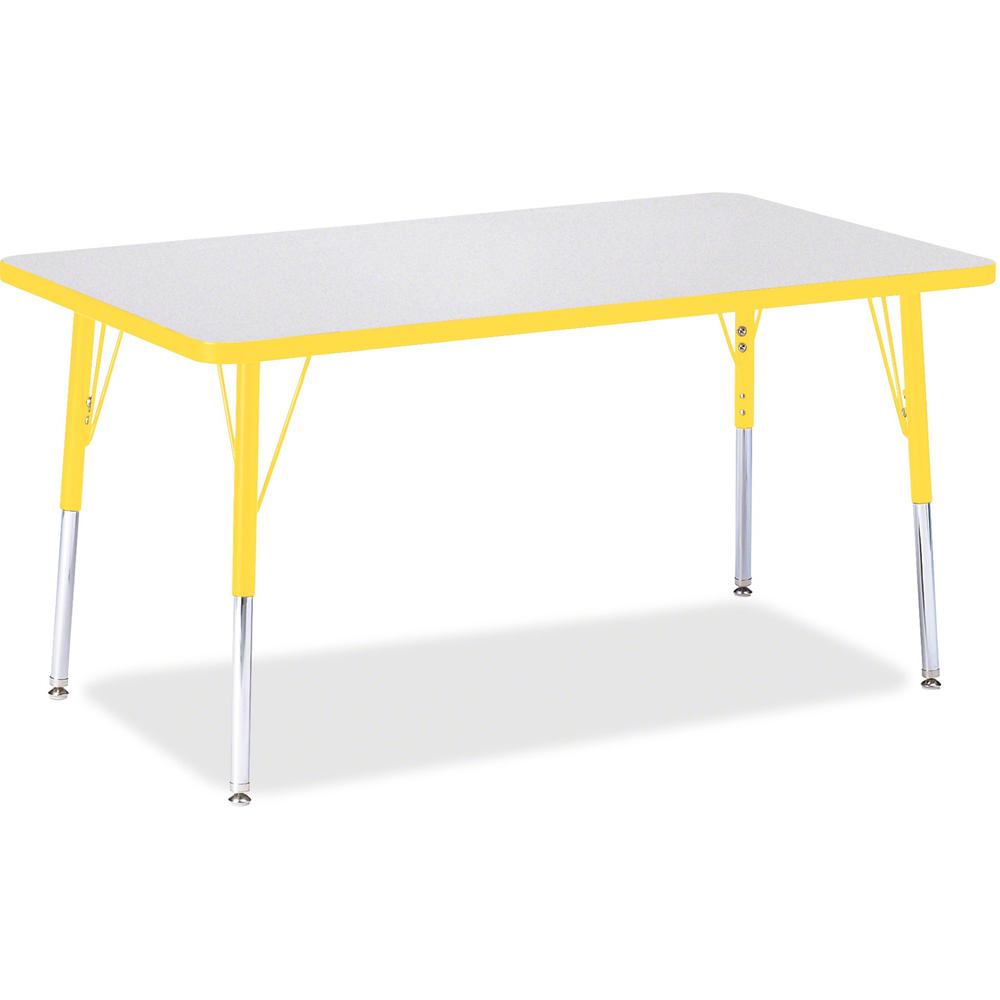 Jonti-Craft Berries Adult Height Color Edge Rectangle Table - Laminated Rectangle, Yellow Top - Four Leg Base - 4 Legs - Adjustable Height - 24" to 31" Adjustment - 48" Table Top Length x 30" Table To. Picture 1
