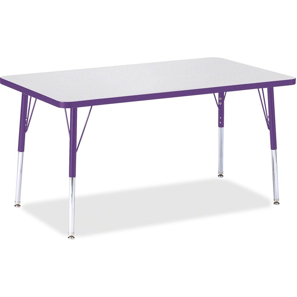 Jonti-Craft Berries Adult Height Color Edge Rectangle Table - Laminated Rectangle, Purple Top - Four Leg Base - 4 Legs - Adjustable Height - 24" to 31" Adjustment - 48" Table Top Length x 30" Table To. Picture 1