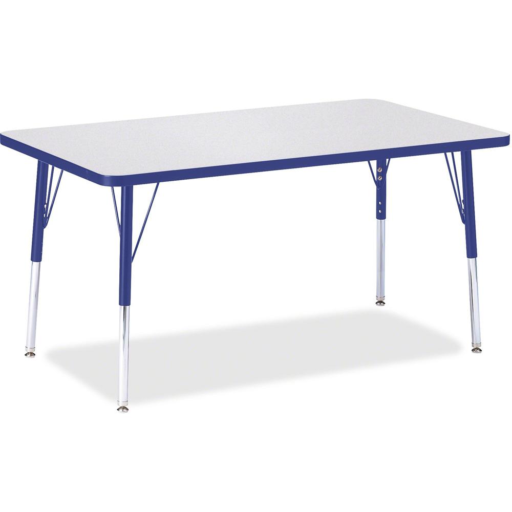 Jonti-Craft Berries Adult Height Color Edge Rectangle Table - Blue Rectangle, Laminated Top - Four Leg Base - 4 Legs - Adjustable Height - 24" to 31" Adjustment - 48" Table Top Length x 30" Table Top . Picture 1