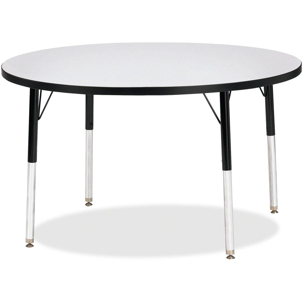 Jonti-Craft Berries Elementary Height Color Edge Round Table - Black Round, Laminated Top - Four Leg Base - 4 Legs - Adjustable Height - 24" to 31" Adjustment x 1.13" Table Top Thickness x 42" Table T. Picture 1