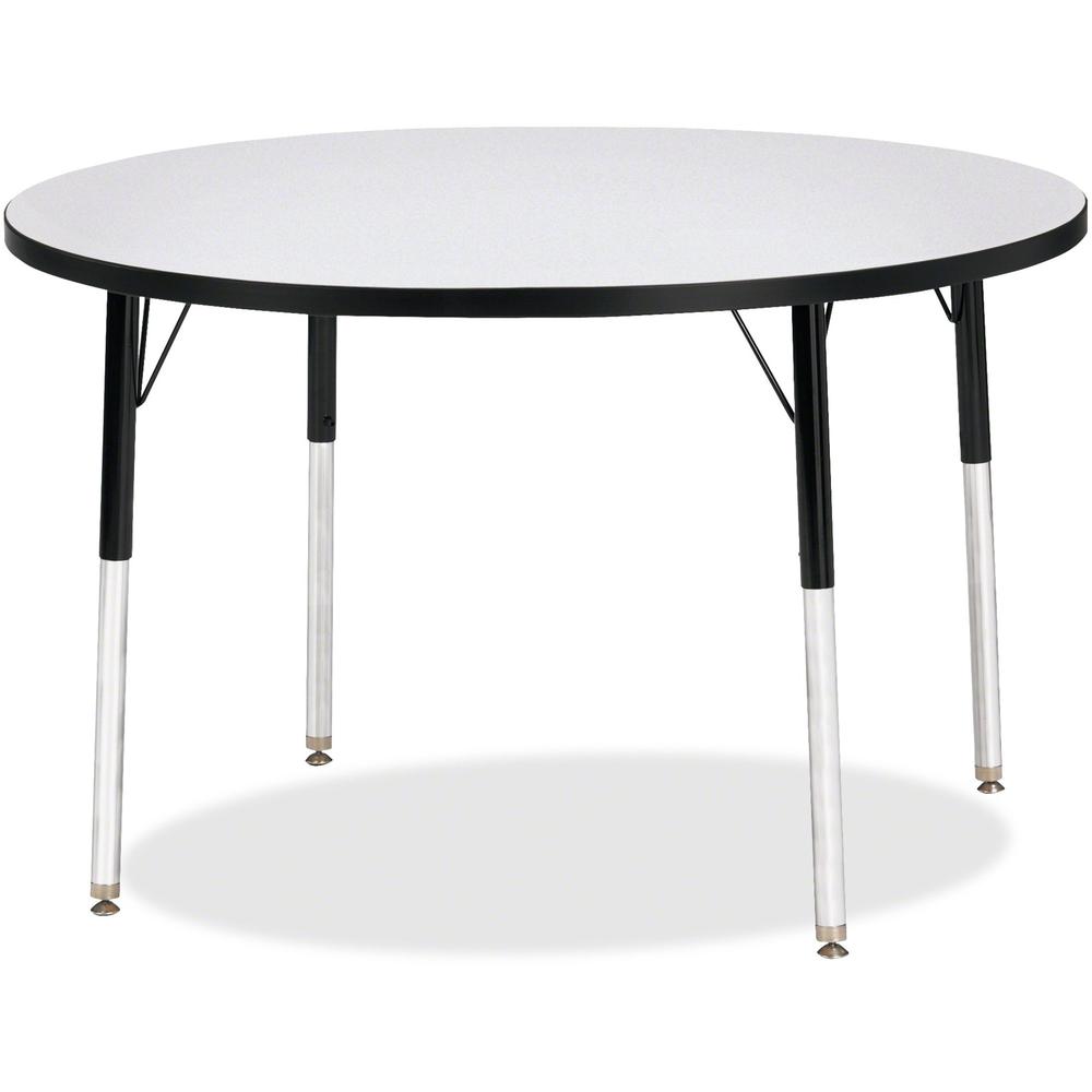 Jonti-Craft Berries Adult Height Color Edge Round Table - Black Round, Laminated Top - Four Leg Base - 4 Legs - Adjustable Height - 24" to 31" Adjustment x 1.13" Table Top Thickness x 42" Table Top Di. Picture 1