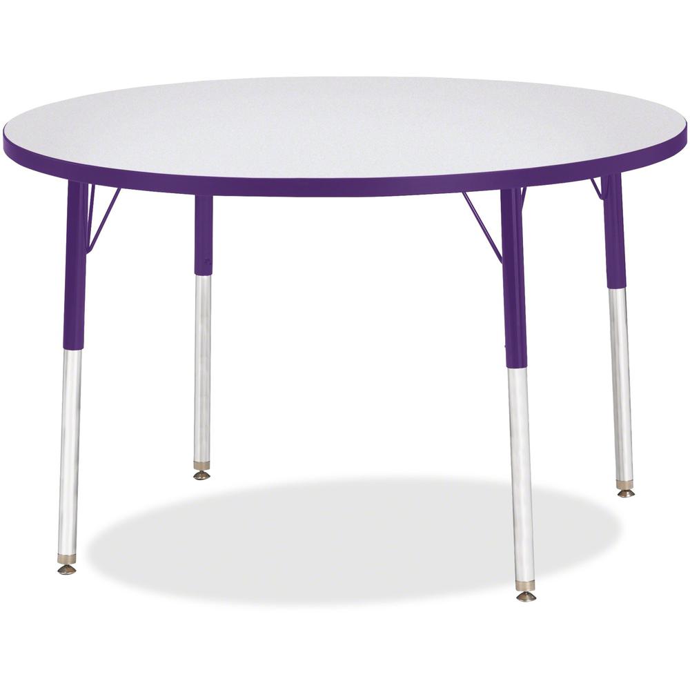 Jonti-Craft Berries Adult Height Color Edge Round Table - Laminated Round, Purple Top - Four Leg Base - 4 Legs - Adjustable Height - 24" to 31" Adjustment x 1.13" Table Top Thickness x 42" Table Top D. Picture 1