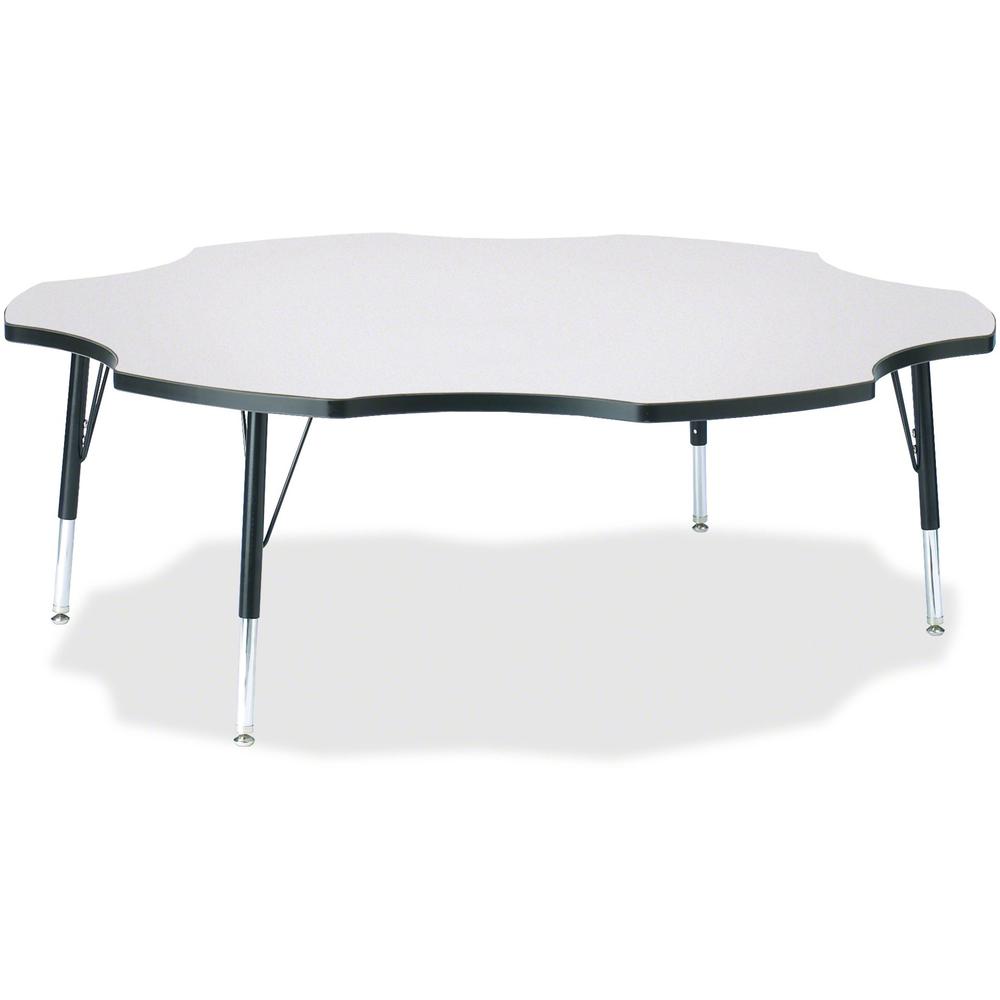 Jonti-Craft Berries Prism Six-Leaf Student Table - Black, Laminated Top - Four Leg Base - 4 Legs - 1.13" Table Top Thickness x 60" Table Top Diameter - 15" Height - Assembly Required - Powder Coated. The main picture.