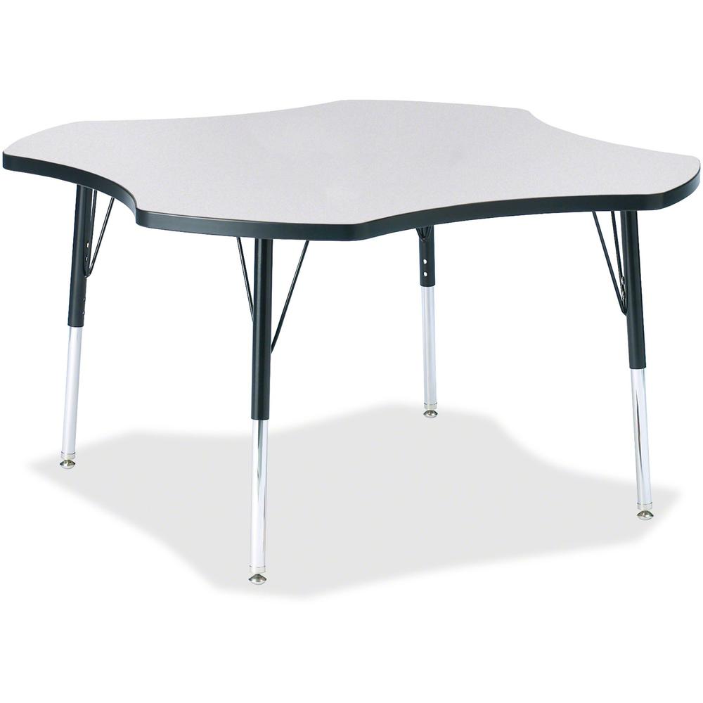Jonti-Craft Berries Elementary Height Prism Four-Leaf Table - Black, Laminated Top - Four Leg Base - 4 Legs - Adjustable Height - 15" to 24" Adjustment x 1.13" Table Top Thickness x 48" Table Top Diam. Picture 1