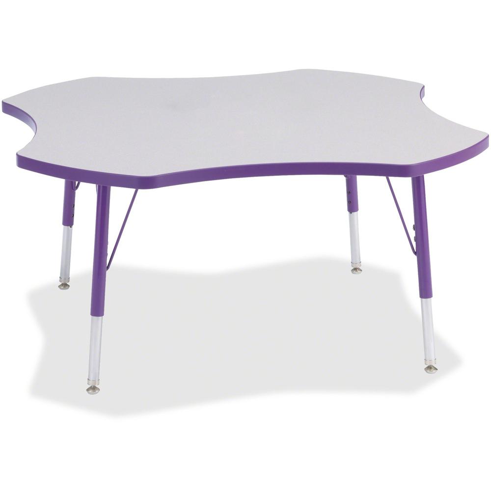 Jonti-Craft Berries Elementary Height Prism Four-Leaf Table - Laminated, Purple Top - Four Leg Base - 4 Legs - Adjustable Height - 15" to 24" Adjustment x 1.13" Table Top Thickness x 48" Table Top Dia. Picture 1