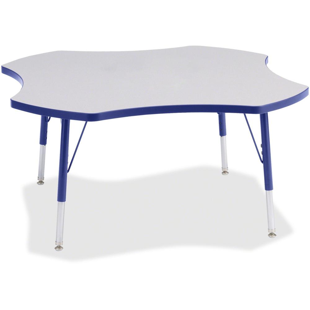 Jonti-Craft Berries Elementary Height Prism Four-Leaf Table - Blue, Laminated Top - Four Leg Base - 4 Legs - Adjustable Height - 15" to 24" Adjustment x 1.13" Table Top Thickness x 48" Table Top Diame. Picture 1