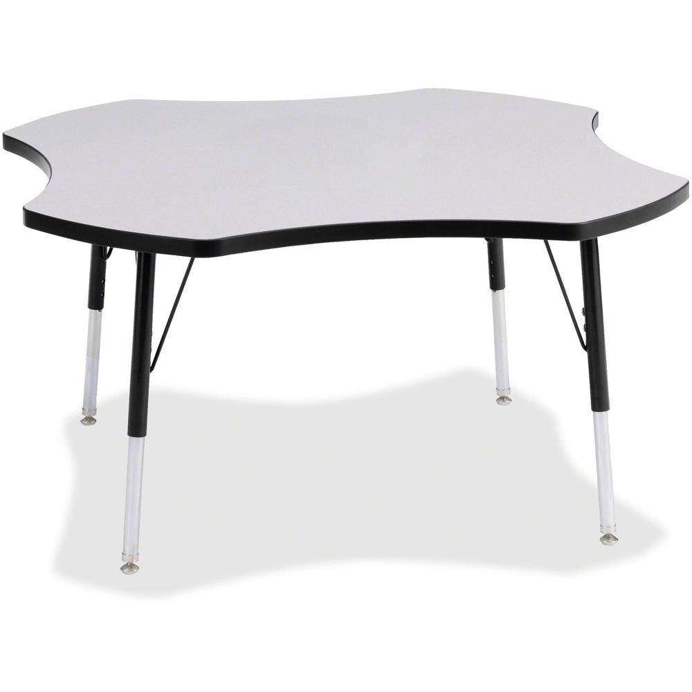 Jonti-Craft Berries Prism Four-Leaf Student Table - Black, Laminated Top - Four Leg Base - 4 Legs - Adjustable Height - 24" to 31" Adjustment x 1.13" Table Top Thickness x 48" Table Top Diameter - 31". Picture 1