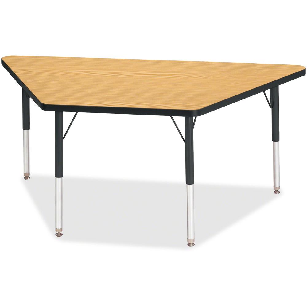 Jonti-Craft Berries Elementary Height Classic Trapezoid Table - Black Oak Trapezoid, Laminated Top - Four Leg Base - 4 Legs - 60" Table Top Length x 30" Table Top Width x 1.13" Table Top Thickness - 2. The main picture.