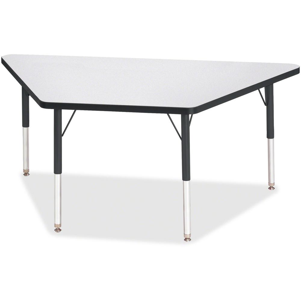 Jonti-Craft Berries Elementary Height Prism Edge Trapezoid Table - Black Trapezoid, Laminated Top - Four Leg Base - 4 Legs - Adjustable Height - 15" to 24" Adjustment - 60" Table Top Length x 30" Tabl. Picture 1