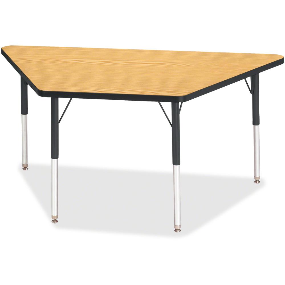 Jonti-Craft Berries Adult-Size Classic Color Trapezoid Table - Black Oak Trapezoid, Laminated Top - Four Leg Base - 4 Legs - 60" Table Top Length x 30" Table Top Width x 1.13" Table Top Thickness - 31. Picture 1