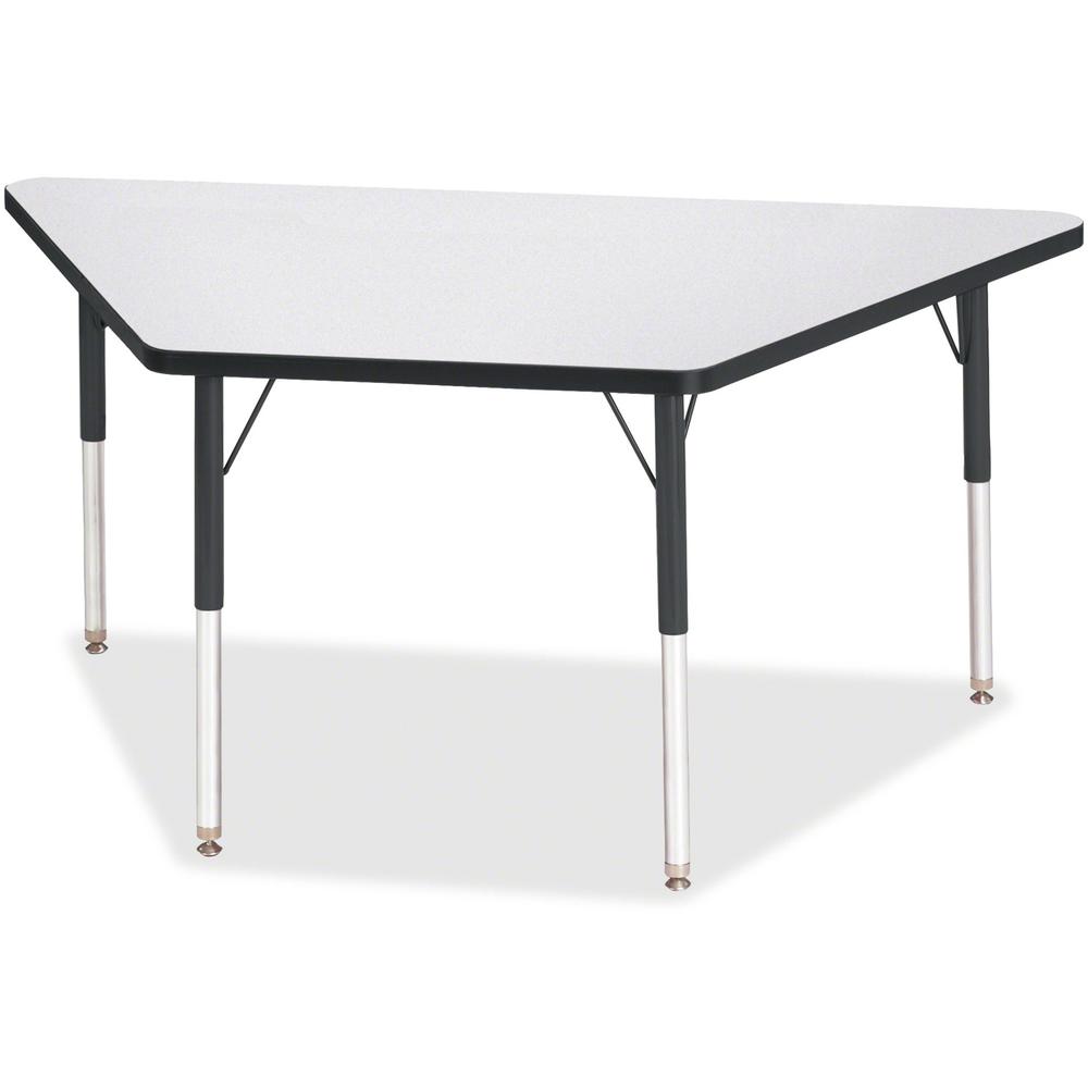 Jonti-Craft Berries Adult-Size Gray Laminate Trapezoid Table - Black Trapezoid, Laminated Top - Four Leg Base - 4 Legs - Adjustable Height - 24" to 31" Adjustment - 60" Table Top Length x 30" Table To. Picture 1
