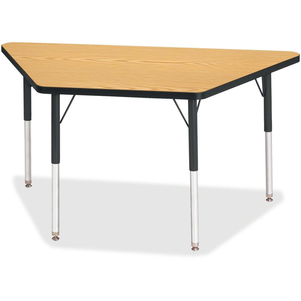 Jonti-Craft Berries Adult-Size Classic Color Trapezoid Table - Black Oak Trapezoid, Laminated Top - Four Leg Base - 4 Legs - Adjustable Height - 24" to 31" Adjustment - 48" Table Top Length x 24" Tabl. Picture 1
