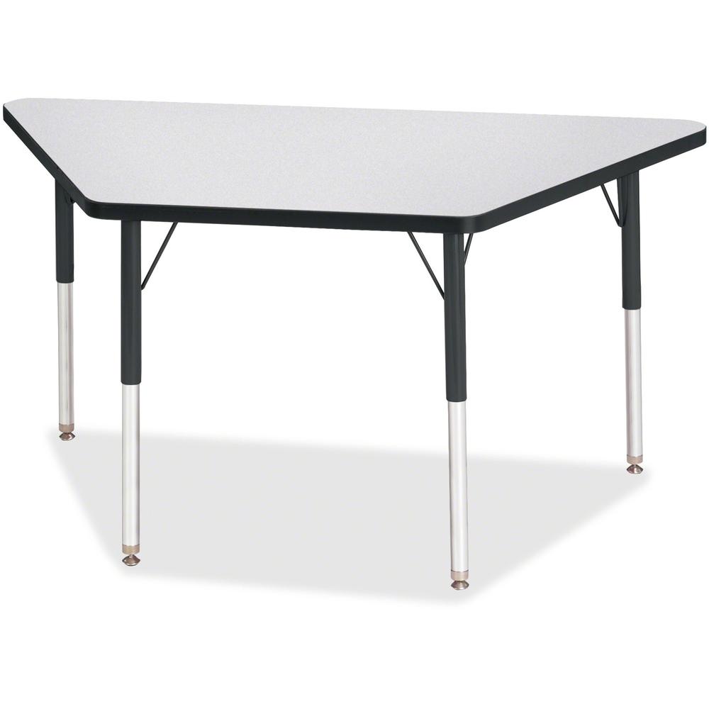 Jonti-Craft Berries Adult-Size Gray Laminate Trapezoid Table - Black Trapezoid, Laminated Top - Four Leg Base - 4 Legs - Adjustable Height - 24" to 31" Adjustment - 48" Table Top Length x 24" Table To. Picture 1