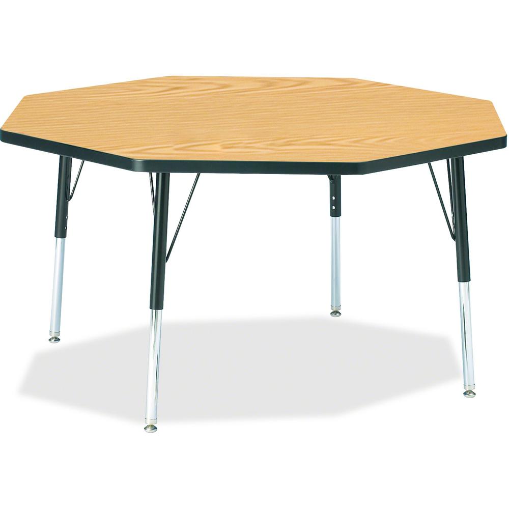 Jonti-Craft Berries Elementary Height Color Top Octagon Table - For - Table TopBlack Oak Octagonal, Laminated Top - Four Leg Base - 4 Legs - Adjustable Height - 15" to 24" Adjustment x 1.13" Table Top. Picture 1