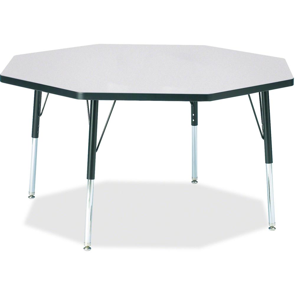 Jonti-Craft Berries Elementary Height Color Edge Octagon Table - Black Octagonal, Laminated Top - Four Leg Base - 4 Legs - Adjustable Height - 15" to 24" Adjustment x 1.13" Table Top Thickness x 48" T. Picture 1