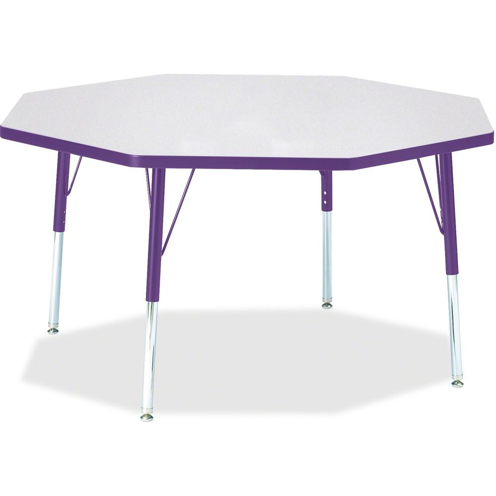 Jonti-Craft Berries Elementary Height Color Edge Octagon Table - Laminated Octagonal, Purple Top - Four Leg Base - 4 Legs - Adjustable Height - 15" to 24" Adjustment x 1.13" Table Top Thickness x 48" . Picture 1