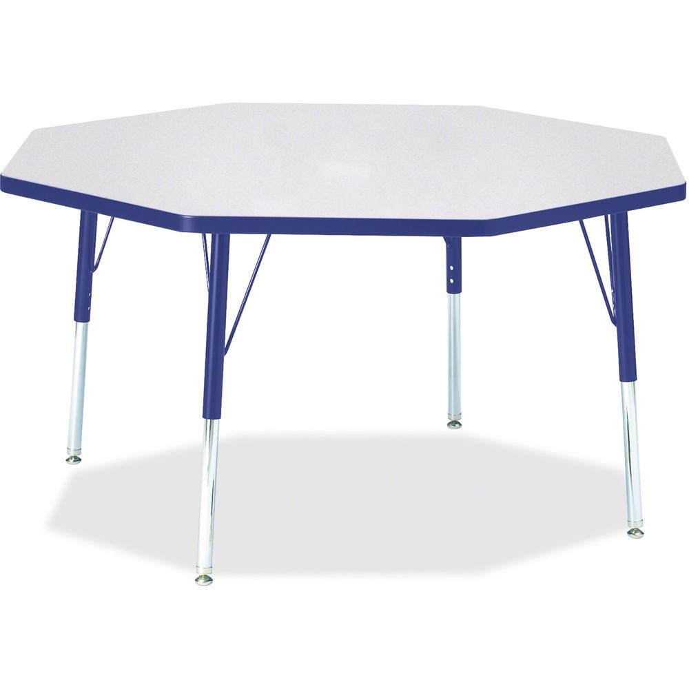 Jonti-Craft Berries Elementary Height Color Edge Octagon Table - For - Table TopGray Octagonal, Laminated Top - Four Leg Base - 4 Legs - Adjustable Height - 15" to 24" Adjustment x 1.13" Table Top Thi. Picture 1