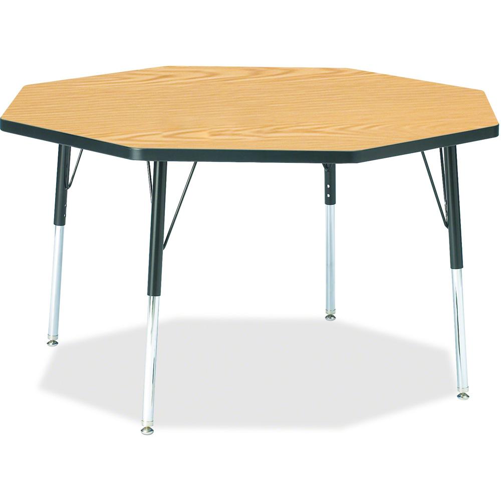 Jonti-Craft Berries Adult Height Color Top Octagon Table - Black Oak Octagonal, Laminated Top - Four Leg Base - 4 Legs - Adjustable Height - 24" to 31" Adjustment x 1.13" Table Top Thickness x 48" Tab. Picture 1