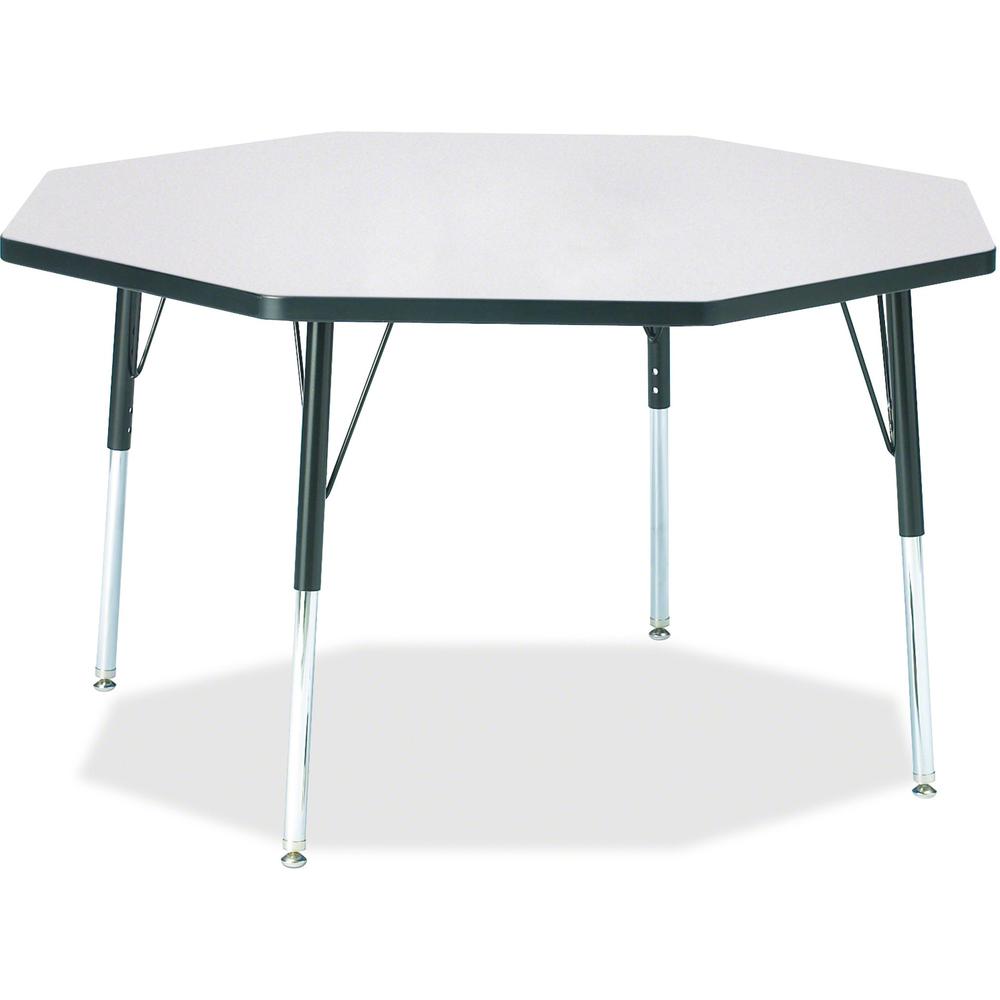 Jonti-Craft Berries Adult Height Color Edge Octagon Table - Black Octagonal, Laminated Top - Four Leg Base - 4 Legs - Adjustable Height - 24" to 31" Adjustment x 1.13" Table Top Thickness x 48" Table . Picture 1