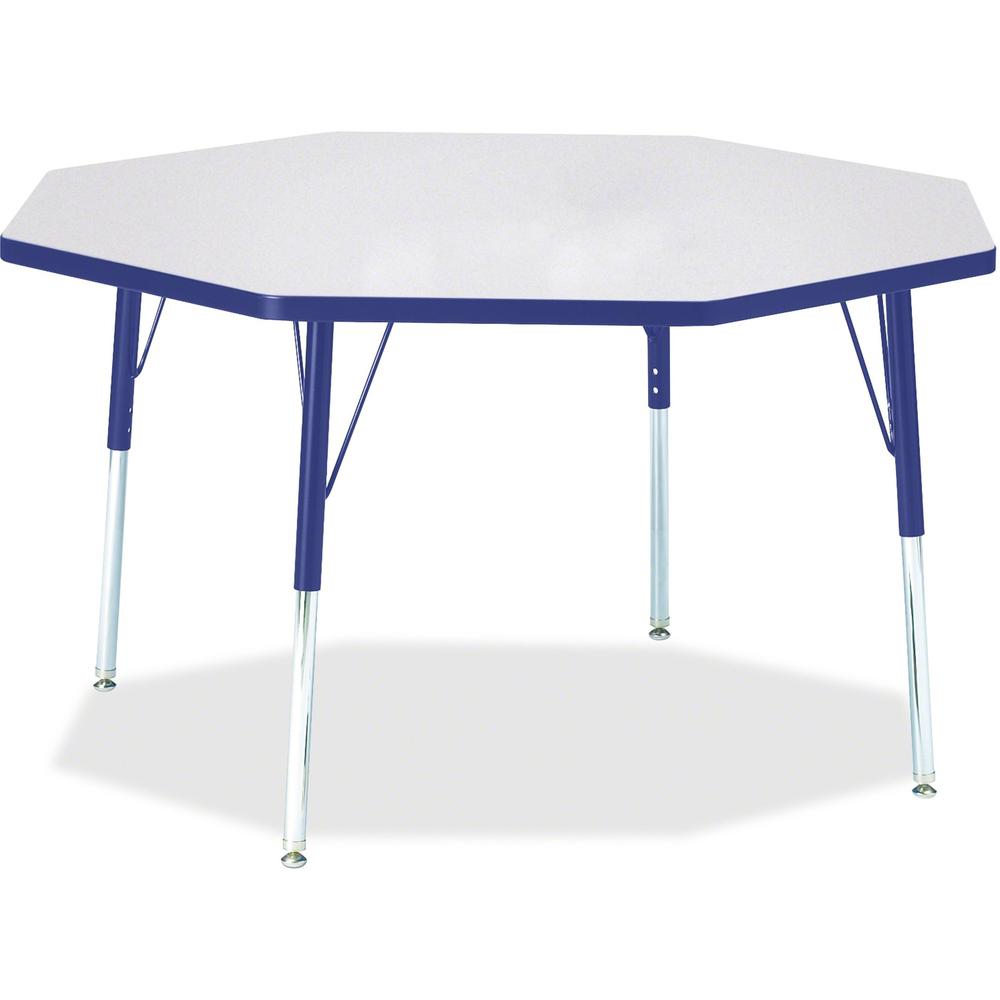 Jonti-Craft Berries Adult Height Color Edge Octagon Table - Gray Octagonal, Laminated Top - Four Leg Base - 4 Legs - Adjustable Height - 24" to 31" Adjustment x 1.13" Table Top Thickness x 48" Table T. Picture 1