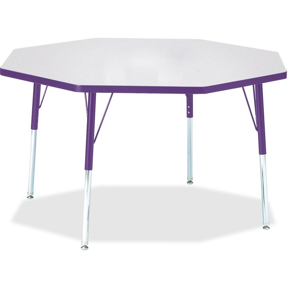 Jonti-Craft Berries Adult Height Color Edge Octagon Table - Laminated Octagonal, Purple Top - Four Leg Base - 4 Legs - Adjustable Height - 24" to 31" Adjustment x 1.13" Table Top Thickness x 48" Table. Picture 1