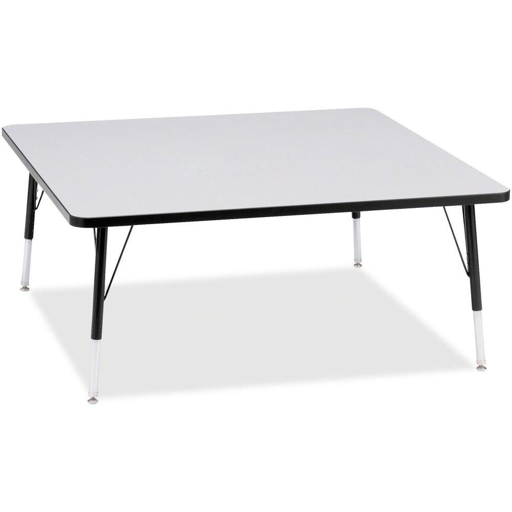 Jonti-Craft Berries Elementary Height Color Edge Square Table - Black Square, Laminated Top - Four Leg Base - 4 Legs - Adjustable Height - 15" to 24" Adjustment - 48" Table Top Length x 48" Table Top . Picture 1
