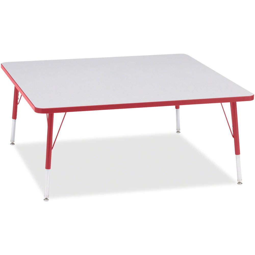 Jonti-Craft Berries Elementary Height Color Edge Square Table - Laminated Square, Red Top - Four Leg Base - 4 Legs - Adjustable Height - 15" to 24" Adjustment - 48" Table Top Length x 48" Table Top Wi. Picture 1