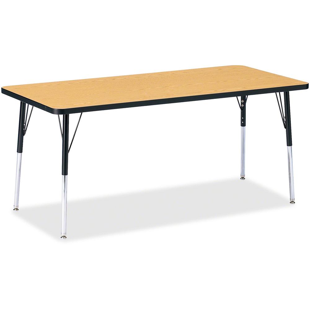 Jonti-Craft Berries Adult Height Color Top Rectangle Table - Black Oak Rectangle, Laminated Top - Four Leg Base - 4 Legs - Adjustable Height - 24" to 31" Adjustment - 72" Table Top Length x 30" Table . Picture 1