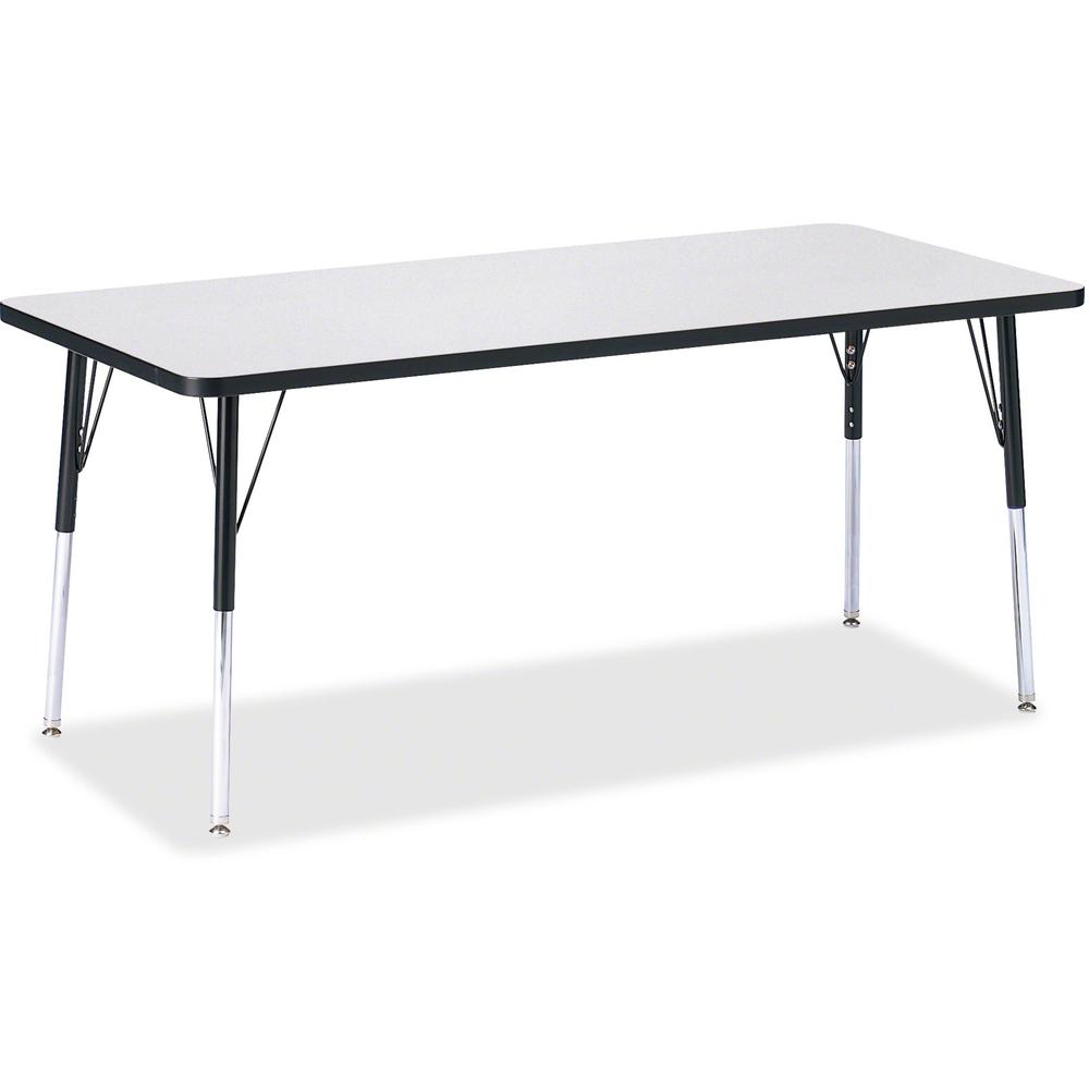 Jonti-Craft Berries Adult Height Color Edge Rectangle Table - Black Rectangle, Laminated Top - Four Leg Base - 4 Legs - Adjustable Height - 24" to 31" Adjustment - 72" Table Top Length x 30" Table Top. Picture 1