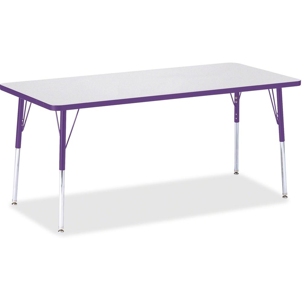 Jonti-Craft Berries Adult Height Color Edge Rectangle Table - Laminated Rectangle, Purple Top - Four Leg Base - 4 Legs - Adjustable Height - 24" to 31" Adjustment - 72" Table Top Length x 30" Table To. Picture 1