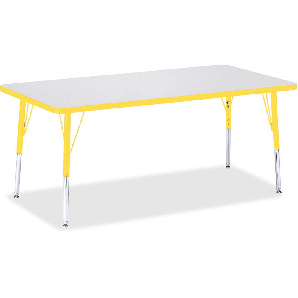 Jonti-Craft Berries Elementary Height Color Edge Rectangle Table - Laminated Rectangle, Yellow Top - Four Leg Base - 4 Legs - Adjustable Height - 15" to 24" Adjustment - 60" Table Top Length x 30" Tab. Picture 1