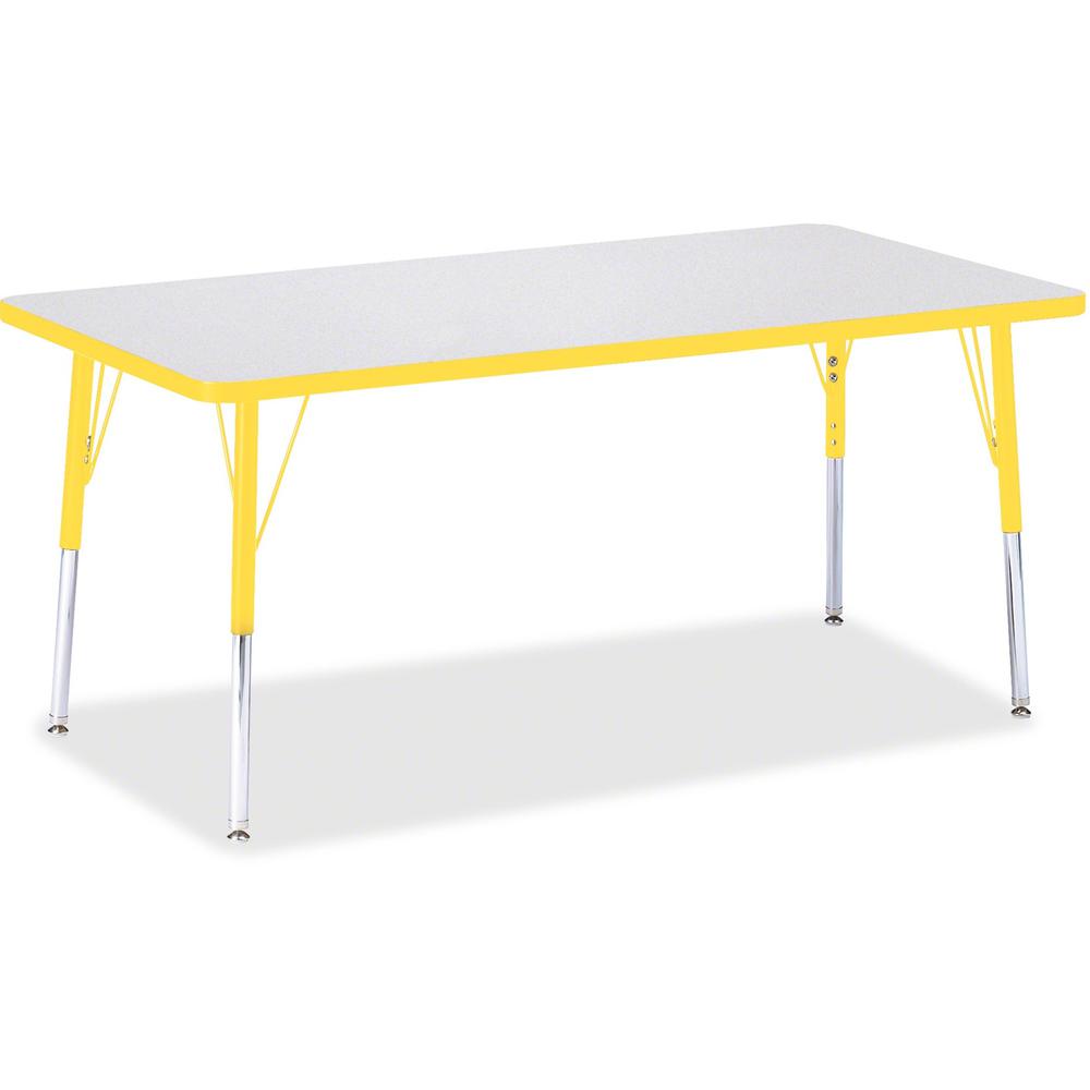 Jonti-Craft Berries Adult Height Color Edge Rectangle Table - Laminated Rectangle, Yellow Top - Four Leg Base - 4 Legs - Adjustable Height - 24" to 31" Adjustment - 60" Table Top Length x 30" Table To. Picture 1