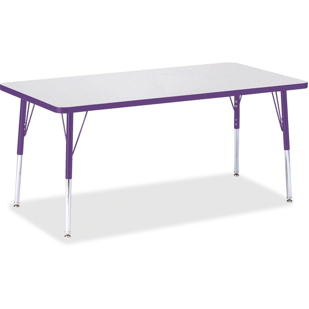 Jonti-Craft Berries Adult Height Color Edge Rectangle Table - Laminated Rectangle, Purple Top - Four Leg Base - 4 Legs - Adjustable Height - 24" to 31" Adjustment - 60" Table Top Length x 30" Table To. Picture 1