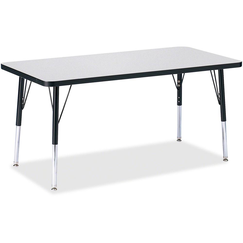 Jonti-Craft Berries Elementary Height Color Edge Rectangle Table - Gray Rectangle, Laminated Top - Four Leg Base - 4 Legs - Adjustable Height - 15" to 24" Adjustment - 48" Table Top Length x 24" Table. Picture 1